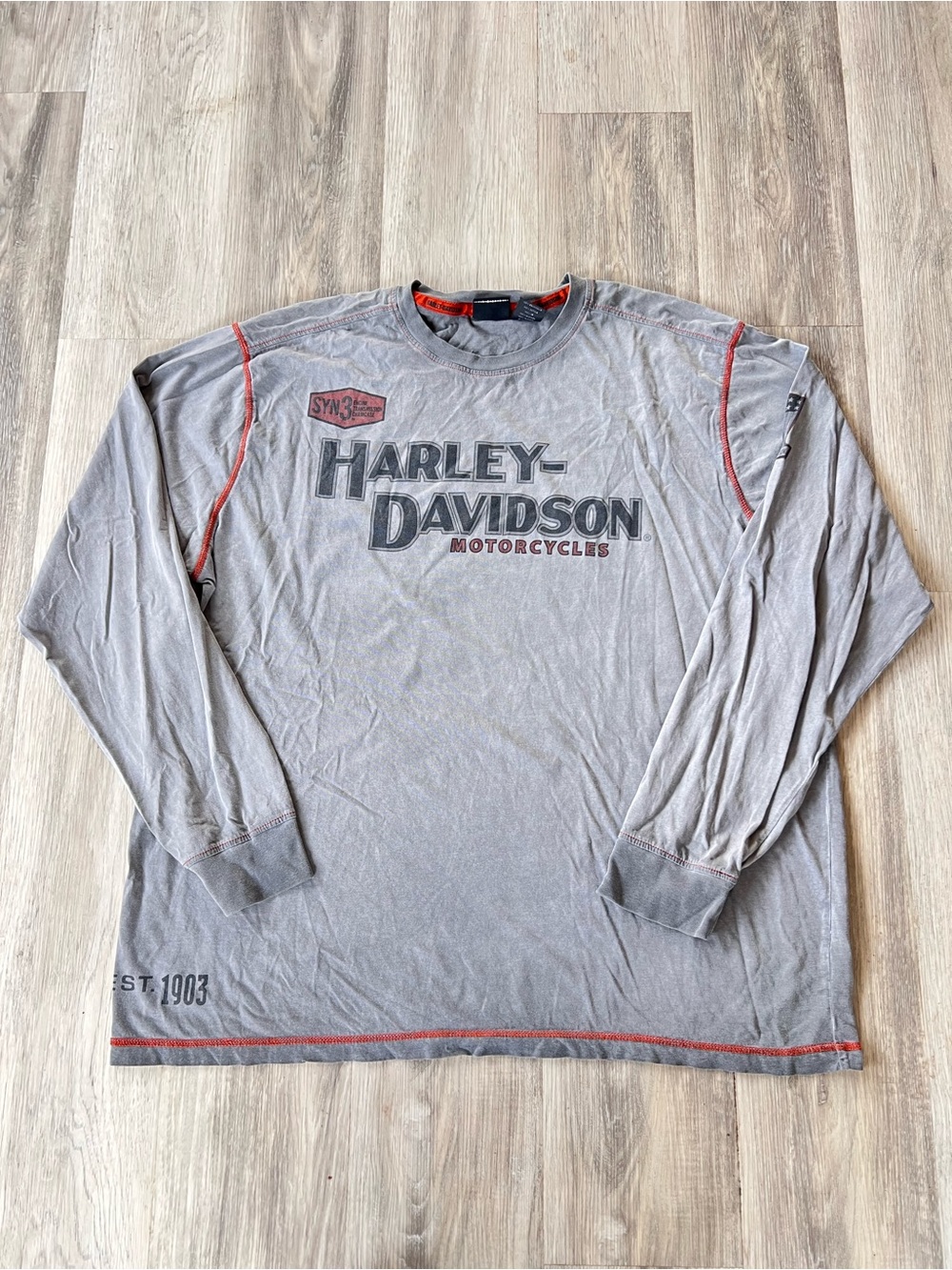 Harley-Davidson Grey Washed-Cotton Long-Sleeve